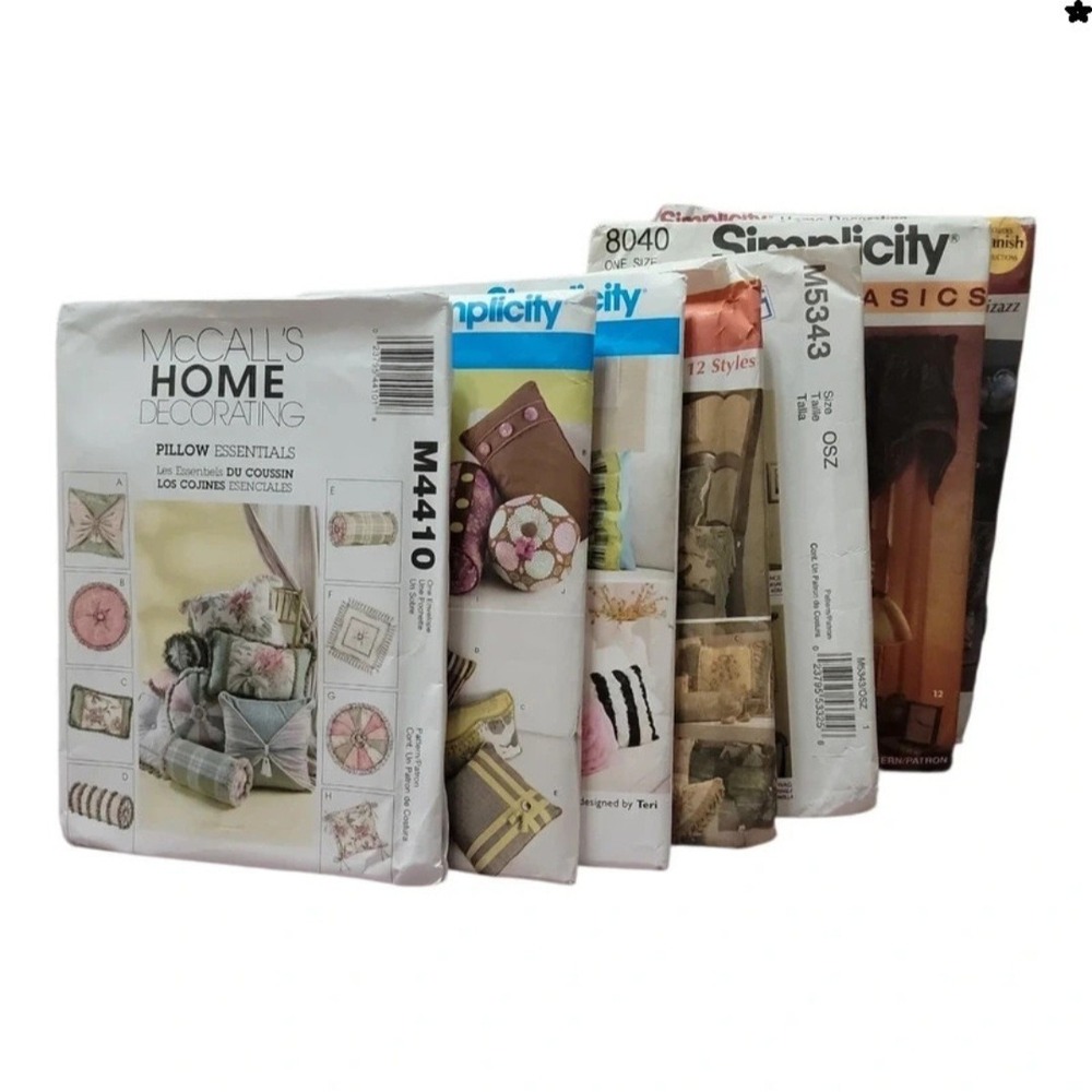 Lot of 7 Home Decor Sewing Patterns Simplicity McCall's Pillows Curtains Uncut